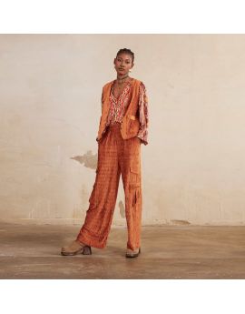 Pantalon Cargo Droit en Velour NEKANE