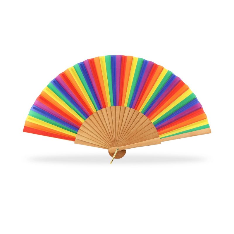 Éventail en Bois Arc en Ciel